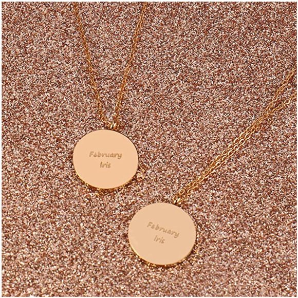 Minimalist Birth Month Flower Gold Necklace - February - Picture 3 of 4